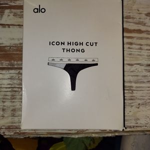 Alo high cut black cotton thong